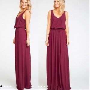 Show Me Your Mumu chiffon Merlot Burgundy Bridesmaid Maxi Dress M-NEW